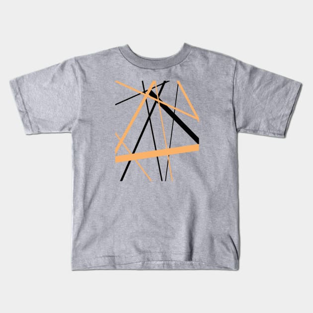 Criss Crossed Tangerine Orange and Black Stripes Kids T-Shirt by taiche